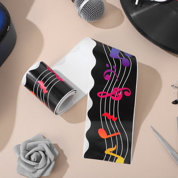 Music Theme Border Sticker Roll for Classroom Bulletin Boards, Chalkboard Trim Decoration for School and Home Use