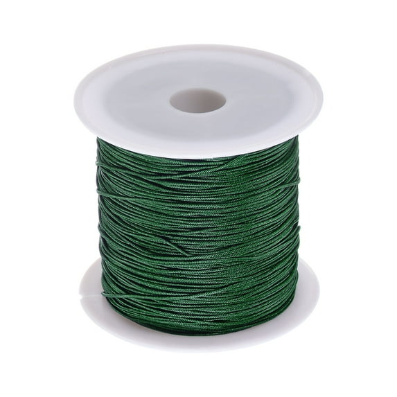 1 Roll Nylon Beading Thread Knotting Cord 0.6mm 50 Yards Braided Nylon Crafting Satin String, Dark Green