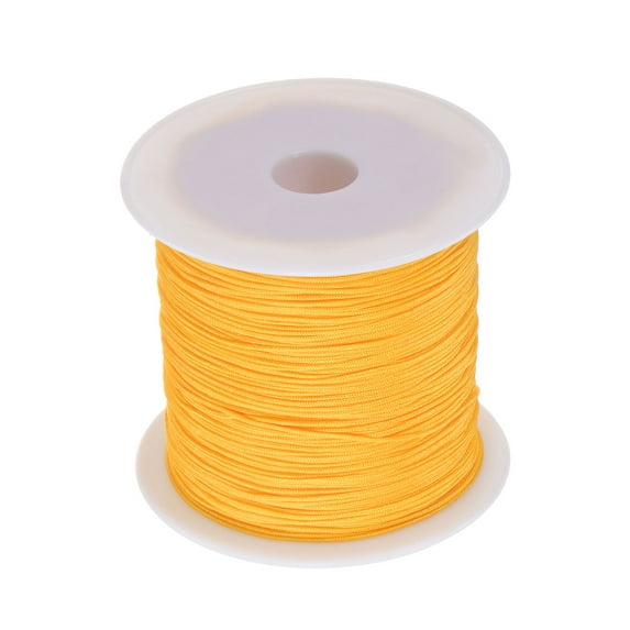1 Roll Nylon Beading Thread Knotting Cord 0.6mm 50 Yards Braided Nylon Crafting Satin String, Gold Tone