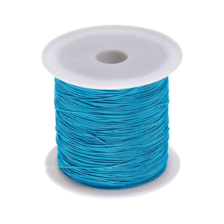 1 Roll Nylon Beading Thread Knotting Cord 0.6mm 50 Yards Braided Nylon  Crafting Satin String, Lake Blue 