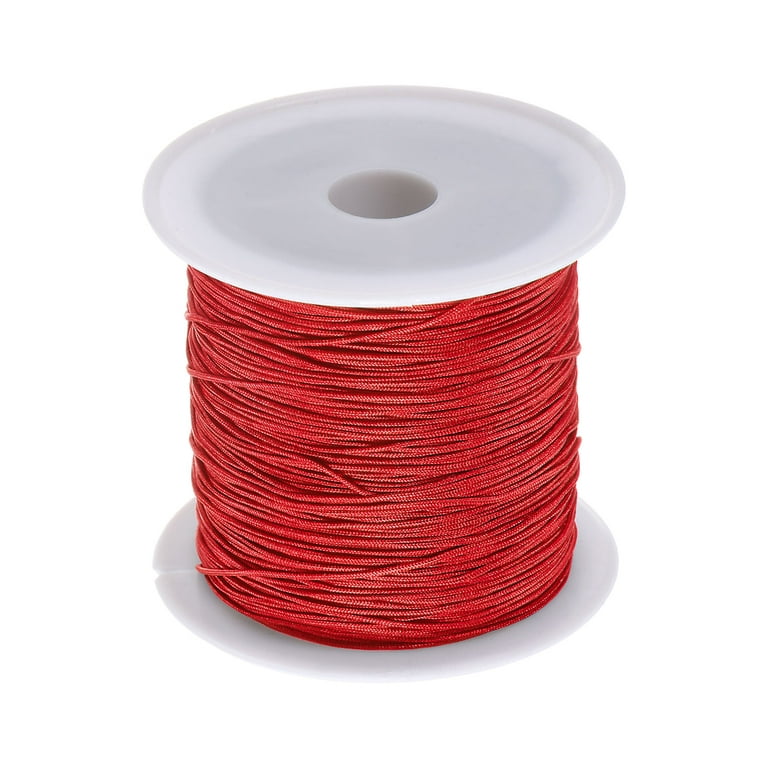 1 Roll Nylon Beading Thread Knotting Cord 0.6mm 50 Yards Braided Nylon  Crafting Satin String, red 