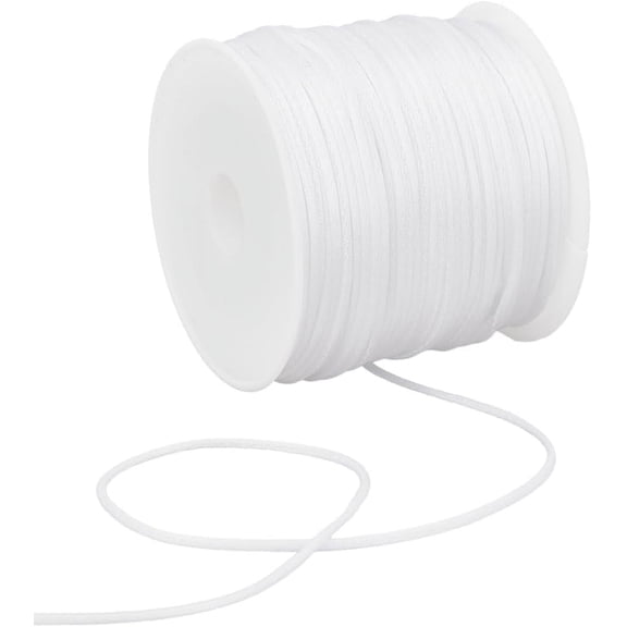 1 Roll Nylon Rattail Satin Cord Beading String for Chinese Knotting Jewelry Making WhiteSmoke 1mm 32.81 Yards(30m)/Bag