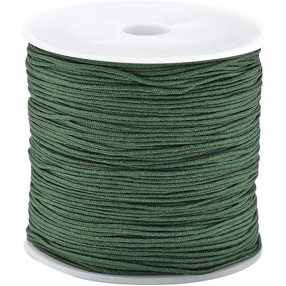 1 Roll Nylon Thread Chinese Knotting Cord Dark Green 0.8mm about 109.36 yards(100m)/roll
