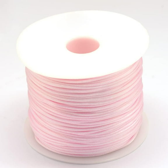 1 Roll Nylon Thread Rattail Satin Cord Pearl Pink 1.0mm 76.55 Yards(70m)/roll Pink
