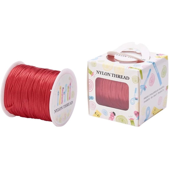 1 Roll Nylon Thread Rattail Satin Cord Red 1.0mm about 76.55 yards(70m ...