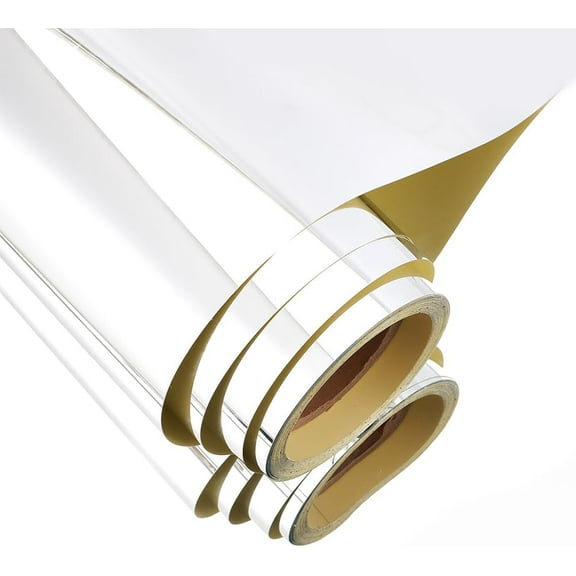 1 Roll PET Mirror Reflective Wall Sticker with Self-adhesion Rectangle Silver 29.8~30x0.03cm 15m/roll