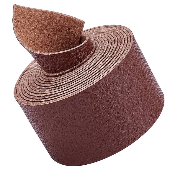 1 Roll PU Leather Fabric Plain Lychee Fabric for Shoes Bag Sewing Patchwork DIY Craft Appliques Coconut Brown 3.75x0.15cm