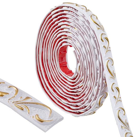1 Roll PVC Self-Adhesive Flexible Molding Trim Ceiling Molding Wall Trim for Furniture Door Wardrobe Home Decor Gold 20x6mm