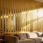1 Roll PVC Slat Wall Panel Peel and Stick Mirror Effect Slat Panel Self-Adhesive Wallpaper Wall Sticker Soundproof 3D Wall Panels Waterproof Panels for Walls & Ceilings,15.75"*118.11"