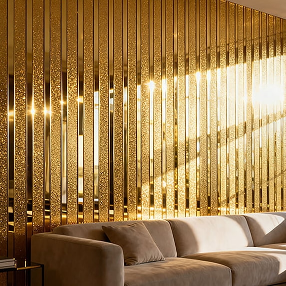 1 Roll PVC Slat Wall Panel Peel and Stick Mirror Effect Slat Panel Self-Adhesive Wallpaper Wall Sticker Soundproof 3D Wall Panels Waterproof Panels for Walls & Ceilings,15.75"*118.11"