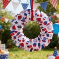 thumbnail image 1 of 1 Roll Patriotic Ribbon 4th of July Red White Blue Stars Fireworks Wired Edge Ribbon 14.8 Feet Decorative Ribbon for Independence Day Gift Wrapping DIY Wreath Bow Craft Sewing, 1 of 6