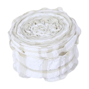 1 Roll Plaid Ribbon Checkered Ribbon, Gingham Double Chiffon Ruffled Edge Polyester Ribbon, for Gift Wrapping Wedding Invitations Bouquets Christmas Decor
