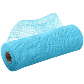 1 Roll Poly Burlap Deco Mesh - Deco Poly Decorative Mesh Ribbon Wrapping Ribbon without Foil Rolls for Home Door Wreath Decoration DIY Crafts Making (10 Inches x 10 Yards) Light Blue