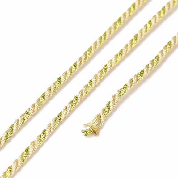 1 Roll Polycotton Filigree Cord Rope with Plastic Reel Crafts Gift Wrapping Pale Goldenrod 1.5mm about 21.87 Yards(20m)/Roll