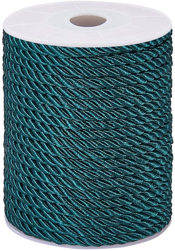 1 Roll Polyester Cord Twisted Cord Dark Cyan 5mm about 18~19yards/roll ...