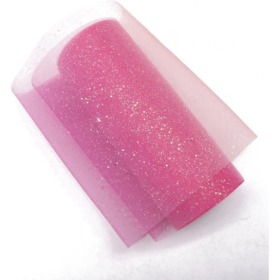 1 Roll Polyester Deco Mesh Ribbons Rainbow Gradient Color Glitter Tulle Fabric for DIY Craft Gift Packaging Home Party Wall Decoration Violet 5-7/8 inch(150mm) 10.00 Yards(9.14m) Red