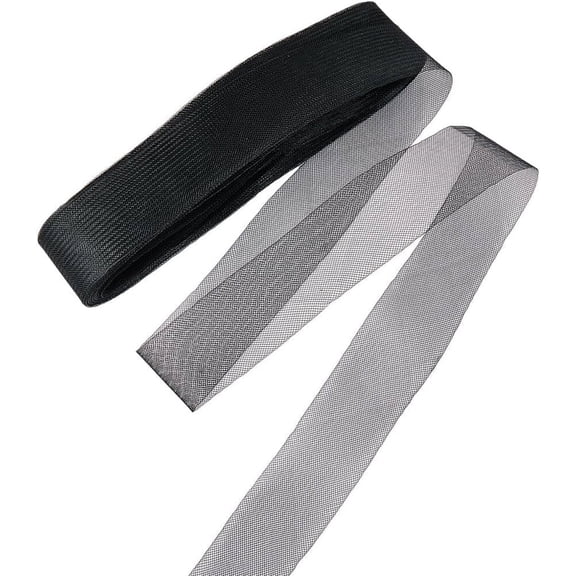 1 Roll Polyester Elastic Deco Mesh Ribbons for Hat Decoration Black 2 inch(50mm) about 21.87 Yards(20m)/Roll