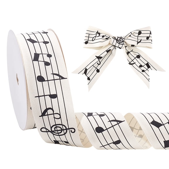 1 Roll Polyester Musical Note Cord Rope for Wall Hanging Crafts Gift Wrapping Flat Old Lace 40mm about 21.87 Yards(20m)/Roll