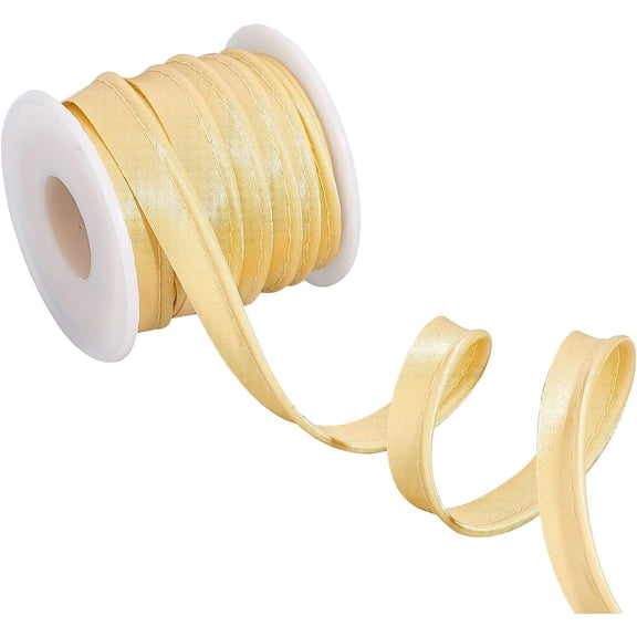 1 Roll Polyester Ribbon Piping Strips for Clothing Home Textile Decoration Light Khaki 1/2 inch(12mm) about 10.94 Yards(10m)/Roll