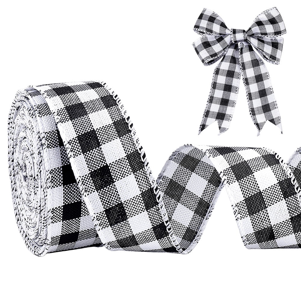 1 Roll Polyester Ribbon Tartan Pattern for Christmas Gift Packaging Black 1-1/2 inch(38mm) about 19.69 Yards(18m)/Set DIY
