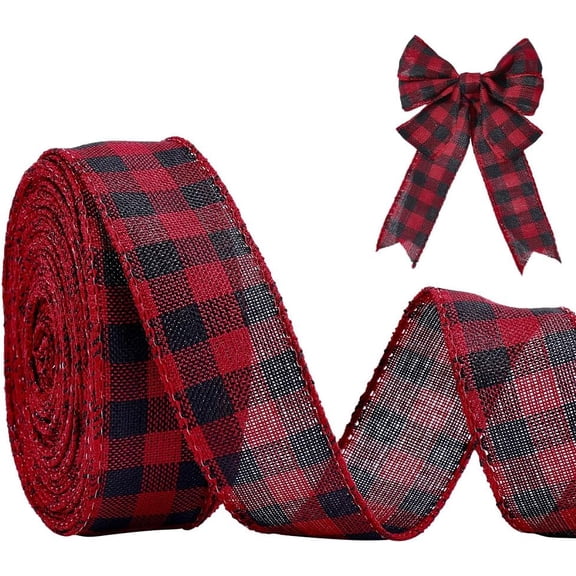 1 Roll Polyester Ribbon Tartan Pattern for Christmas Gift Packaging Red 1-1/2 inch(38mm) about 19.69 Yards(18m)/Set Craft Supplies