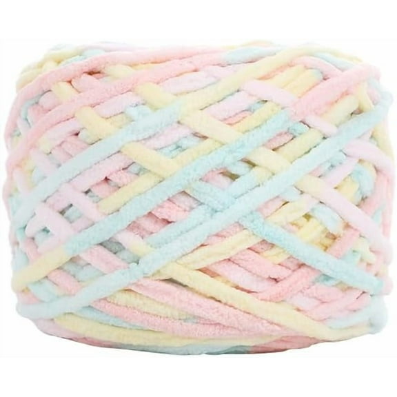 1 Roll Polyester Wool Chunky Yarn Gradient Color Knitting Yarn Soft Warm for Handmade Knot Pillow Throw Blanket Colorful 7mm