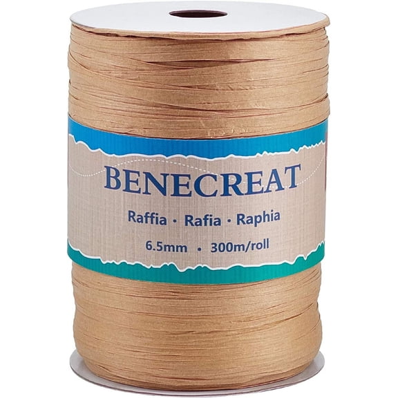 1 Roll Raffia Paper Cords for DIY Jewelry Making Paper Twine Tan 6.5mm 300m/roll