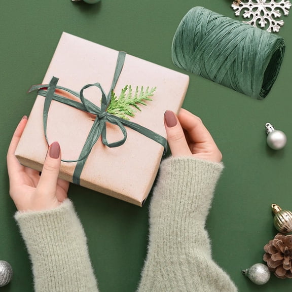 1 Roll, Raffia Paper Ribbon Reel, Eco Friendly Gift Wrapping Tie, Festive Decorative Craft Rope, for Wreath Party Decoration, 3937 Inches Length
