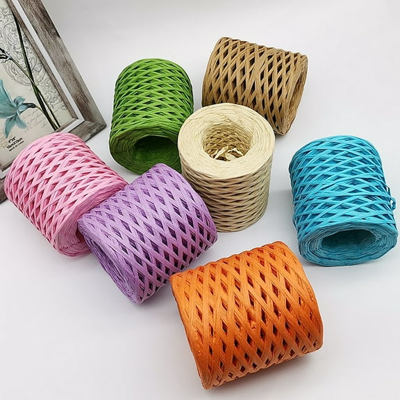 1 Roll Raffia Yarn Decorative Widely Applied Wrapping Gift Raffia Straw Packaging Paper Yarn for DIY Beige Paper