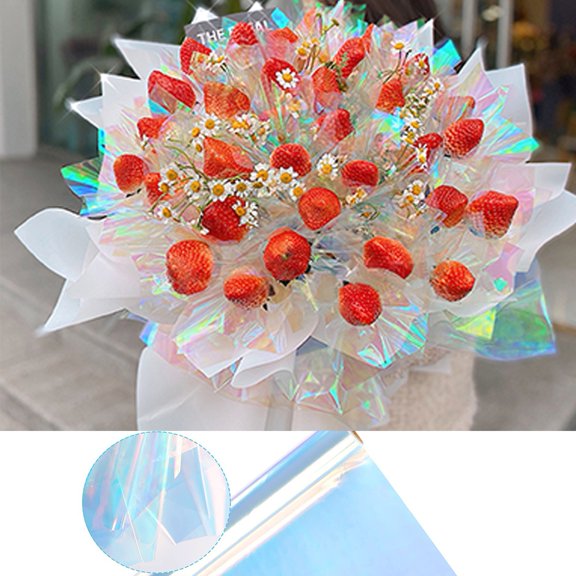 1 Roll Rainbow Film Beautiful Decorative Practical Safe Anti-break Flower Packaging Paper