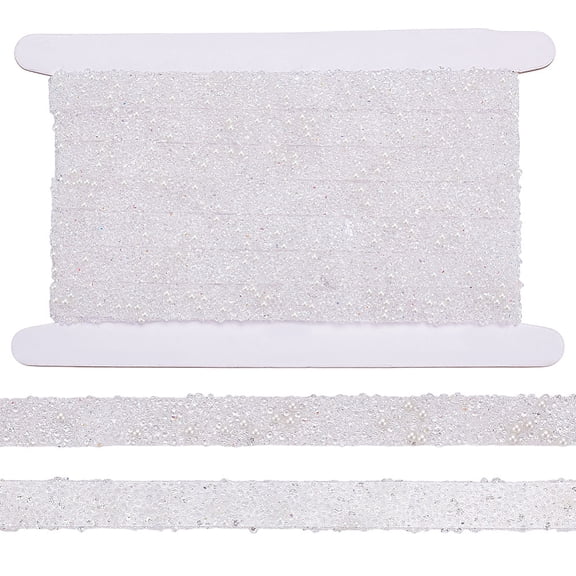 1 Roll Resin Rhinestone with Plastic Imitation Pearl Beaded Trim Hotfix Ribbon with Adhesive Back for DIY Art Craft Sewing White DIY