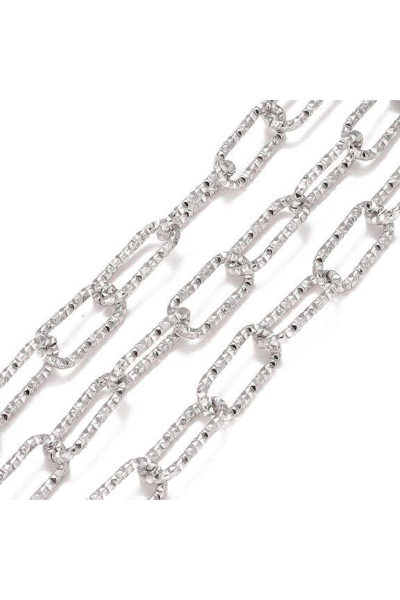 1 Roll Resistant 304 Stainless Steel Paperclip Chains Faceted with Spool Unwelded Stainless Steel Color 17x7x1.5mm about 16.40 Feet(5m)/Roll