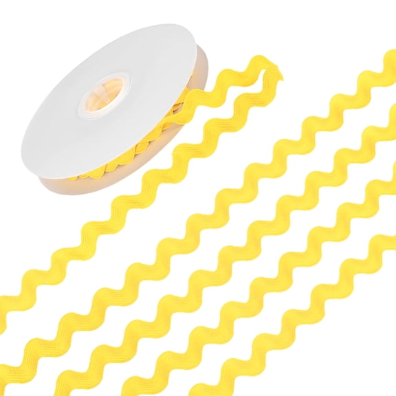 1-Roll Rick Rack Trim, 10 Yard 15mm / 0.6 Inch Wave Bending Fringe Trimming Ribbon [Yellow]
