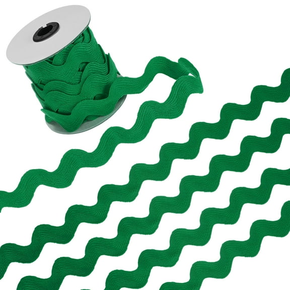 Uxcell 1 Roll Polyester Ribbon Rick Rack Trim 10 Yard 0.8 inch Wave Bending Fringe Trimming Ribbon Green