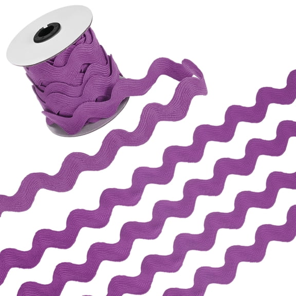 Uxcell 1 Roll Rick Rack Trim 10 Yard Length 0.8 inch Wave Bending Fringe Trimming Ribbon Purple