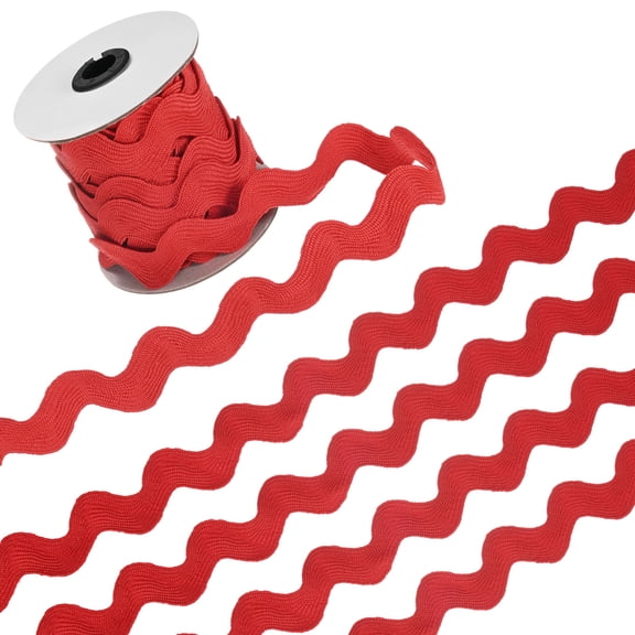 1-Roll Rick Rack Trim, 10 Yard 20mm / 0.8 Inch Wave Bending Fringe Trimming Ribbon [Red]
