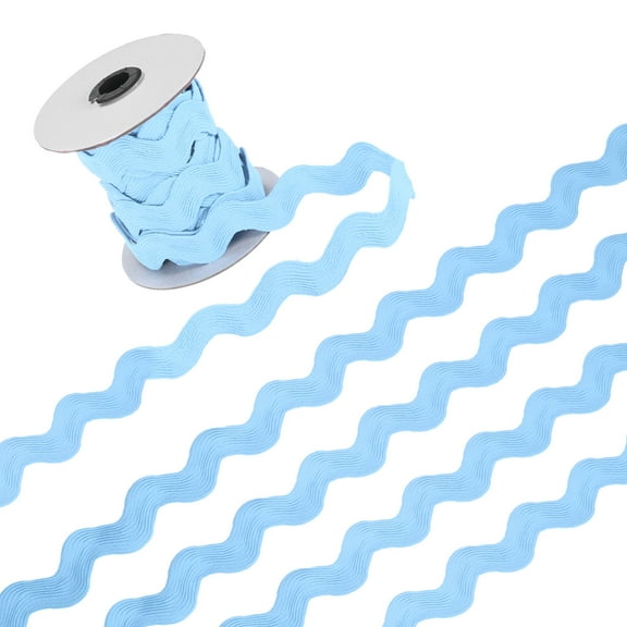 1-Roll Rick Rack Trim, 10 Yard 20mm / 0.8 Inch Wave Bending Fringe Trimming Ribbon [Sky Blue]