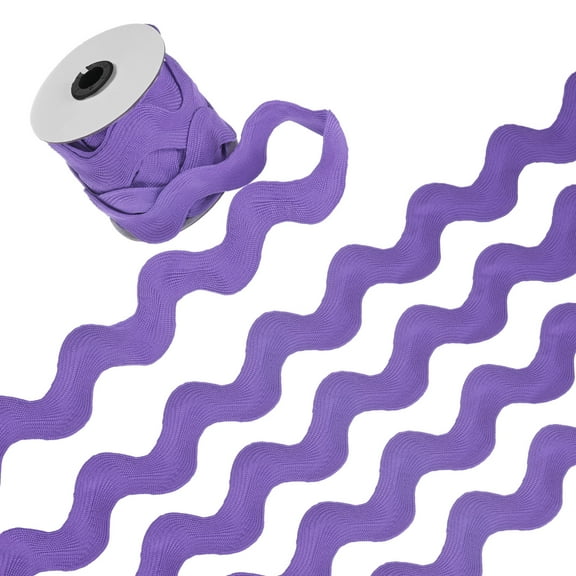 1-Roll Rick Rack Trim, 10 Yard 30mm / 1.2 Inch Wave Bending Fringe Trimming Ribbon [Purple]