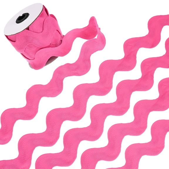 1-Roll Rick Rack Trim, 10 Yard 30mm / 1.2 Inch Wave Bending Fringe Trimming Ribbon [Rose Red]