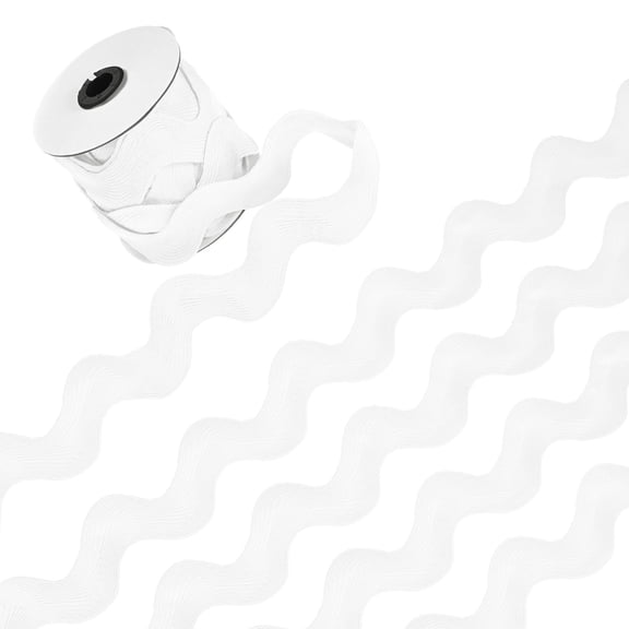 1-Roll Rick Rack Trim, 10 Yard 30mm / 1.2 Inch Wave Bending Fringe Trimming Ribbon [White]