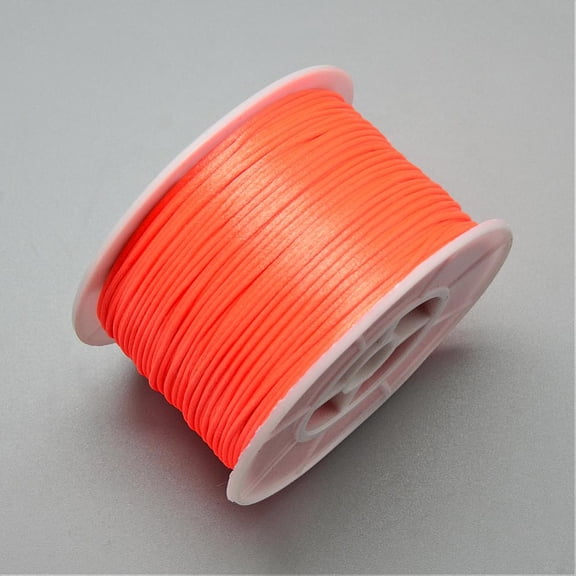 1 Roll Round Nylon Thread Rattail Satin Cord for Chinese Knot Making Orange Red 1mm 100yards/roll