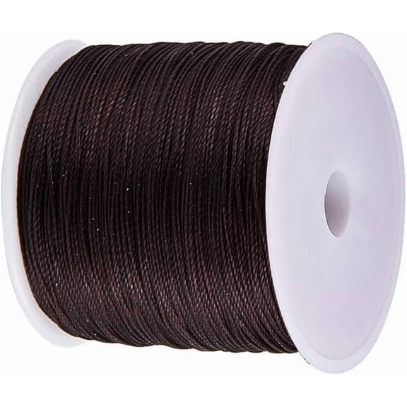 1 Roll Round Waxed Polyester Cords Twisted Cord Coconut Brown 0.5mm about 106m/roll art
