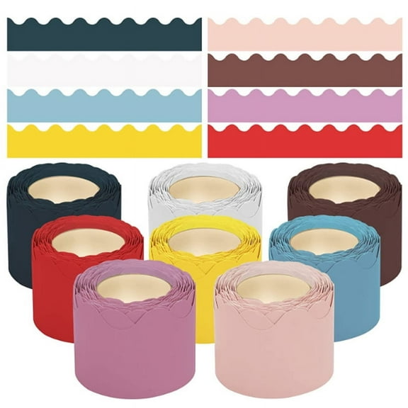 WORGEOUS White Coated Paper Bulletin Board Borders for Classroom Decor 1 Roll Scalloped Borders