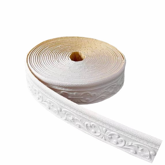1 Roll Self-Adhesive Flexible Foam Molding Trim Wallpaper Border,Molding Peel and Stick Wall Baseboard Trim,3D Sticky Decor Wall Lines,Wall Base Moulding Trim for Home Decor,(White,90.55x3.14 in)