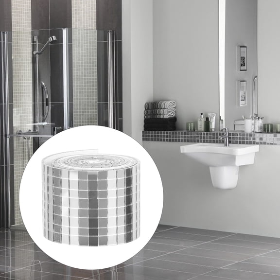 1 Roll Self- Adhesive Mirror Tiles Square Glass Decorative Mosaic Tiles Stickers Mirrors Mosaic Tiles Craft Accessory