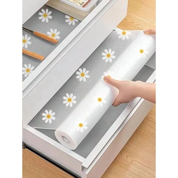1 Roll Shelf Liner For Kitchen Cabinets EVA Waterproof Fridge Pad Cupboard Mat Easy Placemats Non-Adhesive Drawer Liner