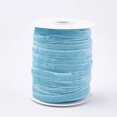 thumbnail image 1 of 1 Roll Single Face Velvet Ribbon Sky Blue 3/8 inch(9.5-10mm) about 50yards/roll(45.72m/roll), 1 of 3