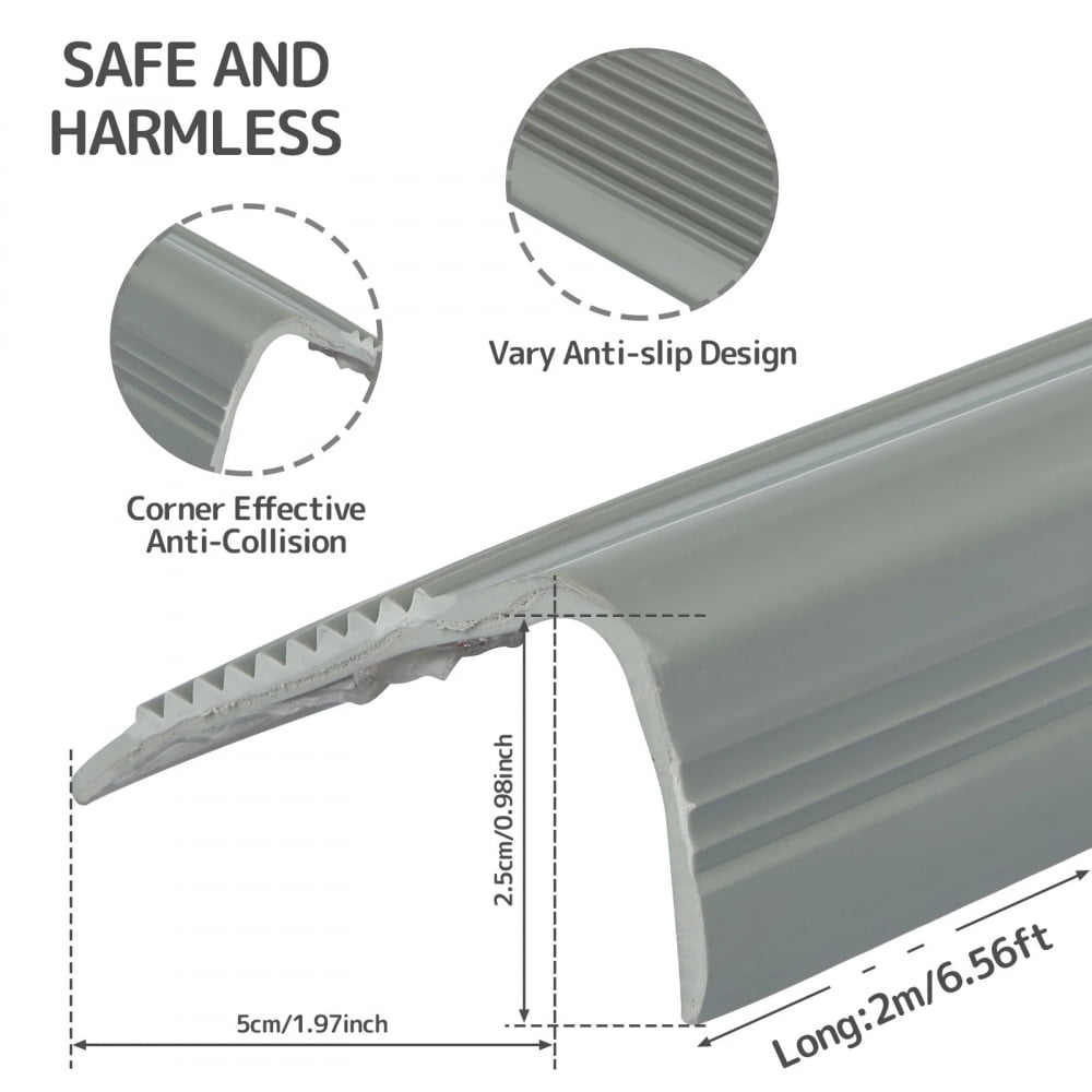 1 Roll Stair Edge Protector Soft PVC Non-slip Stair Nose Edging L-Shape ...