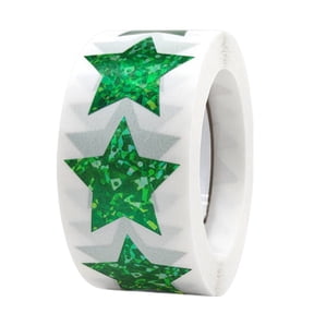 1 Roll Star Stickers,1 Inch Self Adhesive Glitter Foil Stickers,Star Sticker Reward Behavior Chart Labels,Foil Star Stickers for Behavior Charts,Classroom Incentives,Students Teachers Supplies,Green