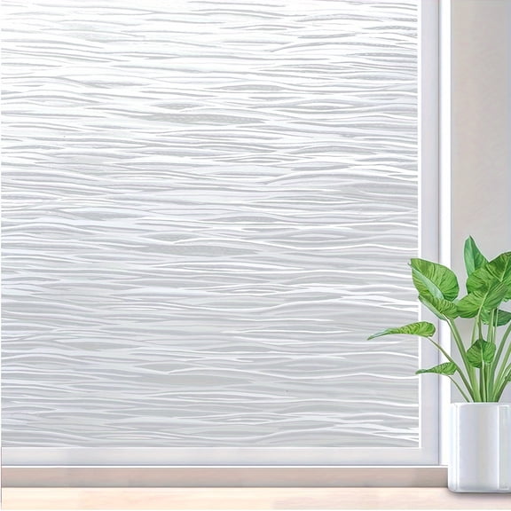 1 Roll Static No-Glue Glass Film Nordic Line PVC Glass Sticker Suitable for Bathroom Balcony Kitchen